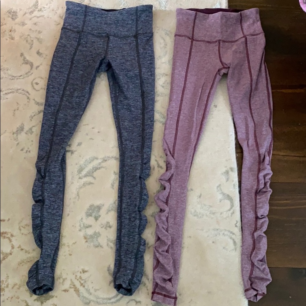 Red and grey lulu leggings